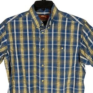 Bob Timberlake Shirt Mens‎ Medium Plaid Button-Up Short-Sleeve Business Casual